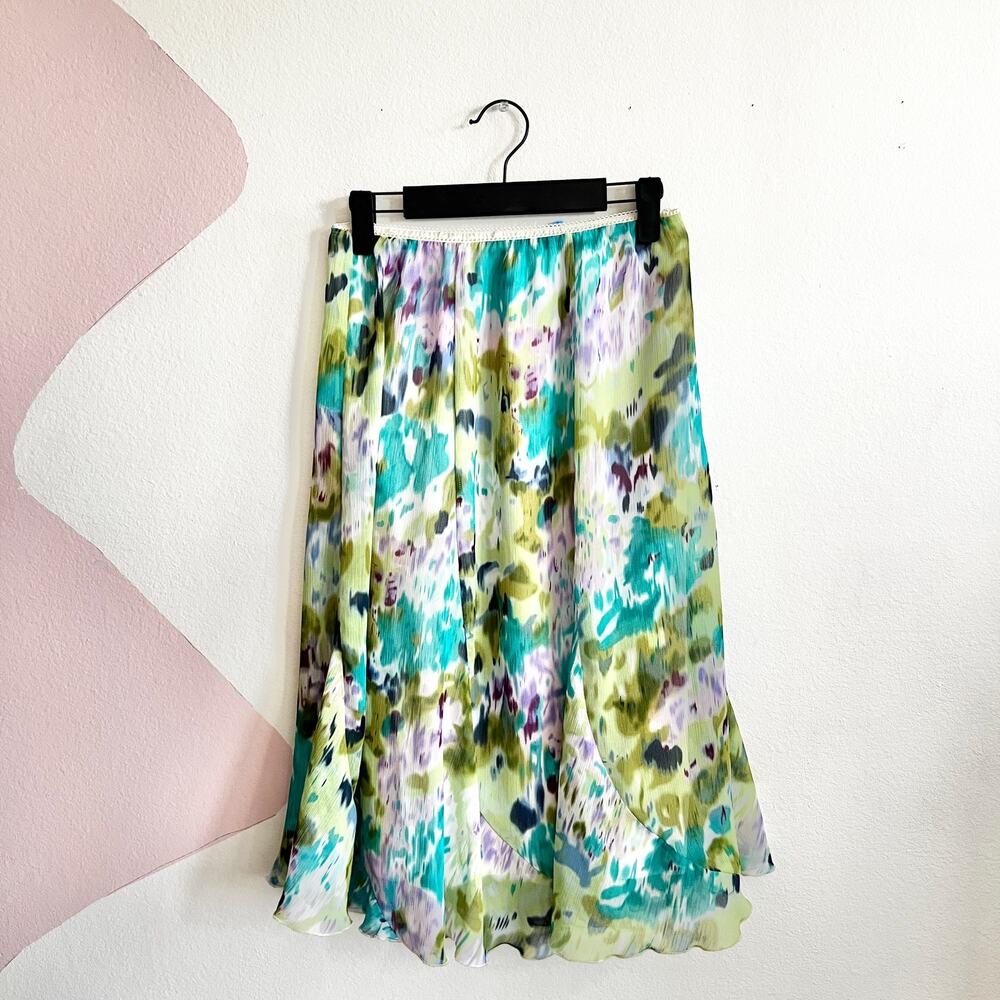 Green Fairy Midi Skirt, Y2K, Fairycore, Cottagecore, Vintage,Boho,Romantic,Small